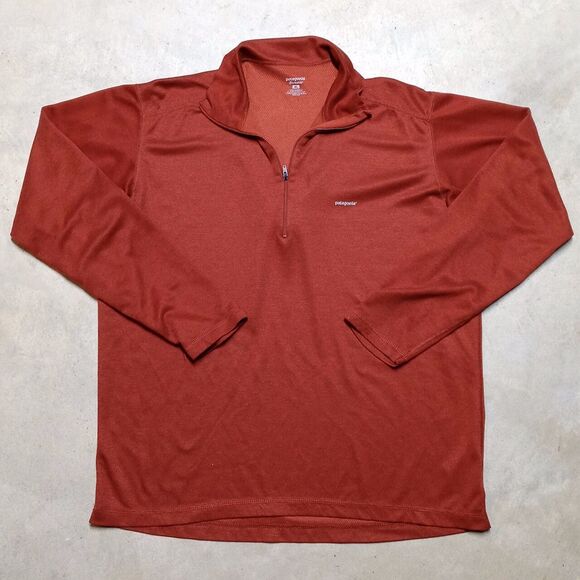 *READ* Patagonia Capilene 1/4 Zip Rust Orange Pullover Base Layer - Men's Large - Picture 1 of 13
